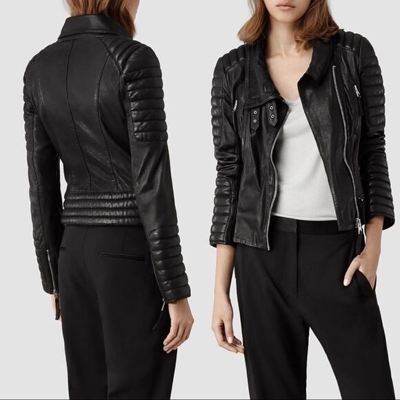 Allsaints Steine Leather Biker Jacket - Picture 1 of 13